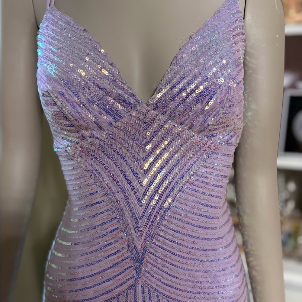 B Darlin Lavender Sequin Maxi Dress - Picture 3 of 7